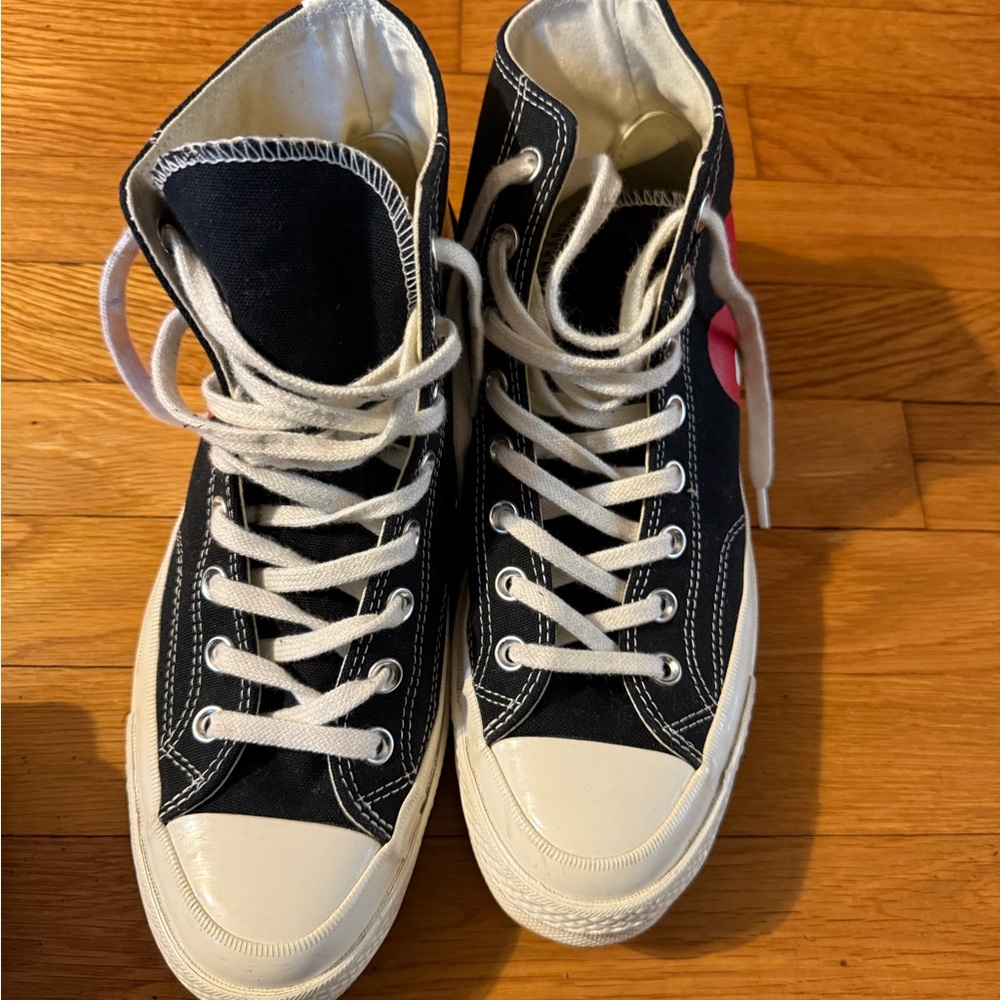 Come Des Garçons X Converse Black High-Top Sneakers with White Laces